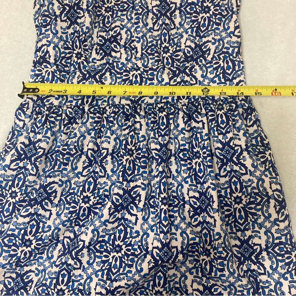 Milly dress 10 fit and flare skater blue white floral paisley pockets Zipper - Picture 8 of 16
